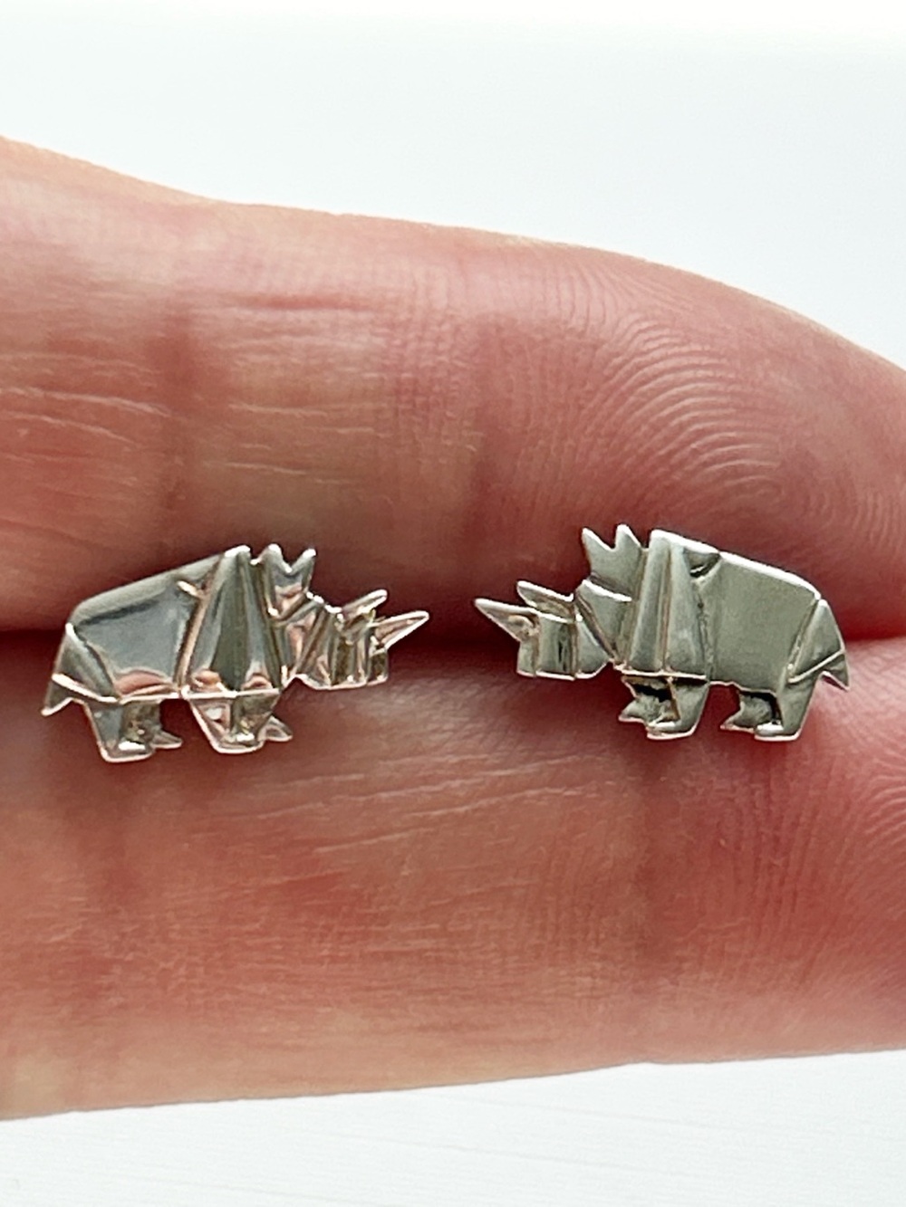 Adorable Boma Sterling Silver Rhinoceros Earrings